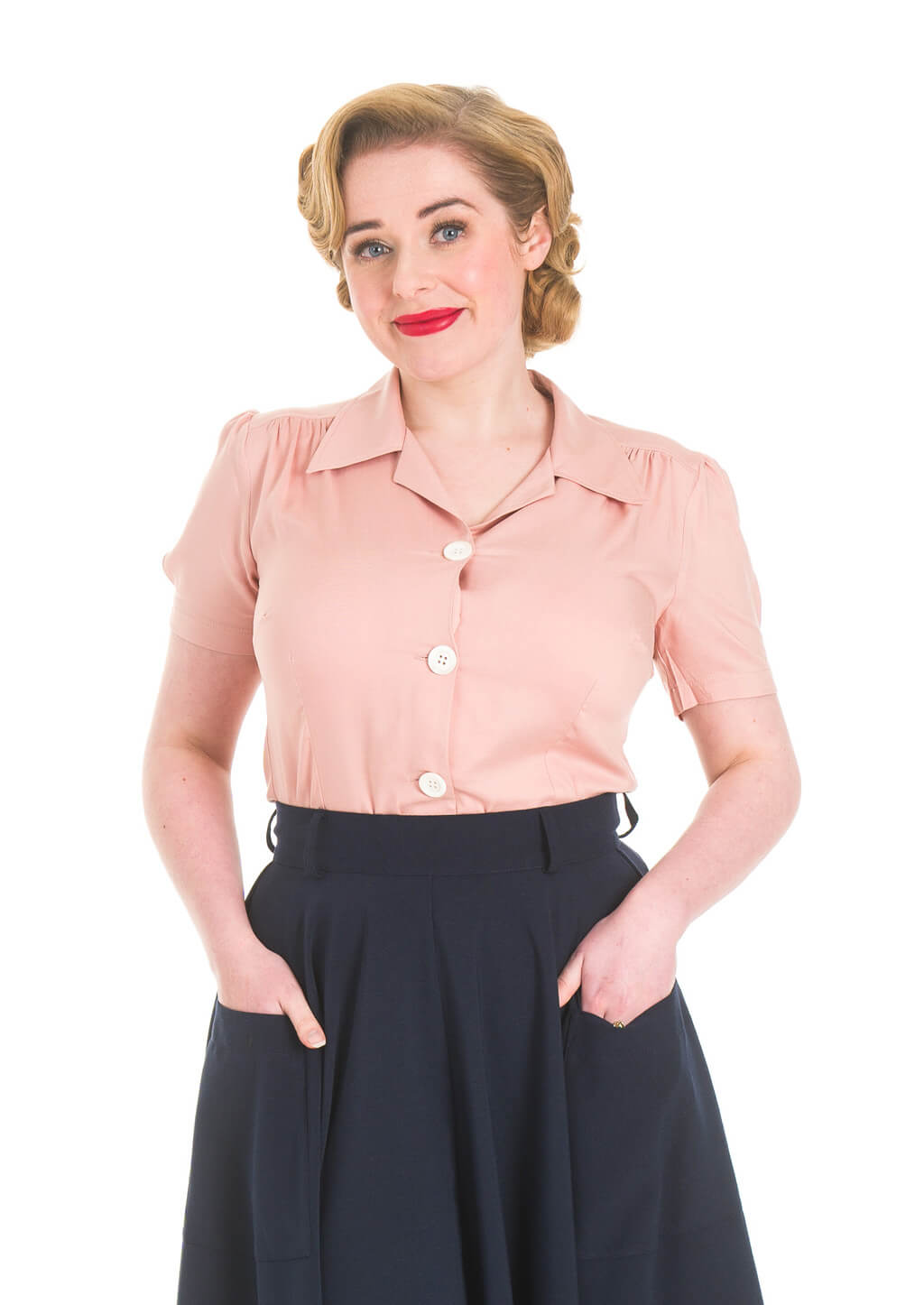 1940s Blouse - Blush Pink