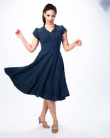 1950s Swing Dress - Navy