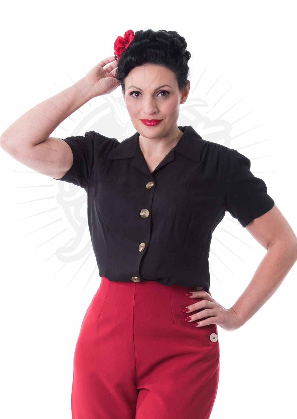 1940s Blouse - Black