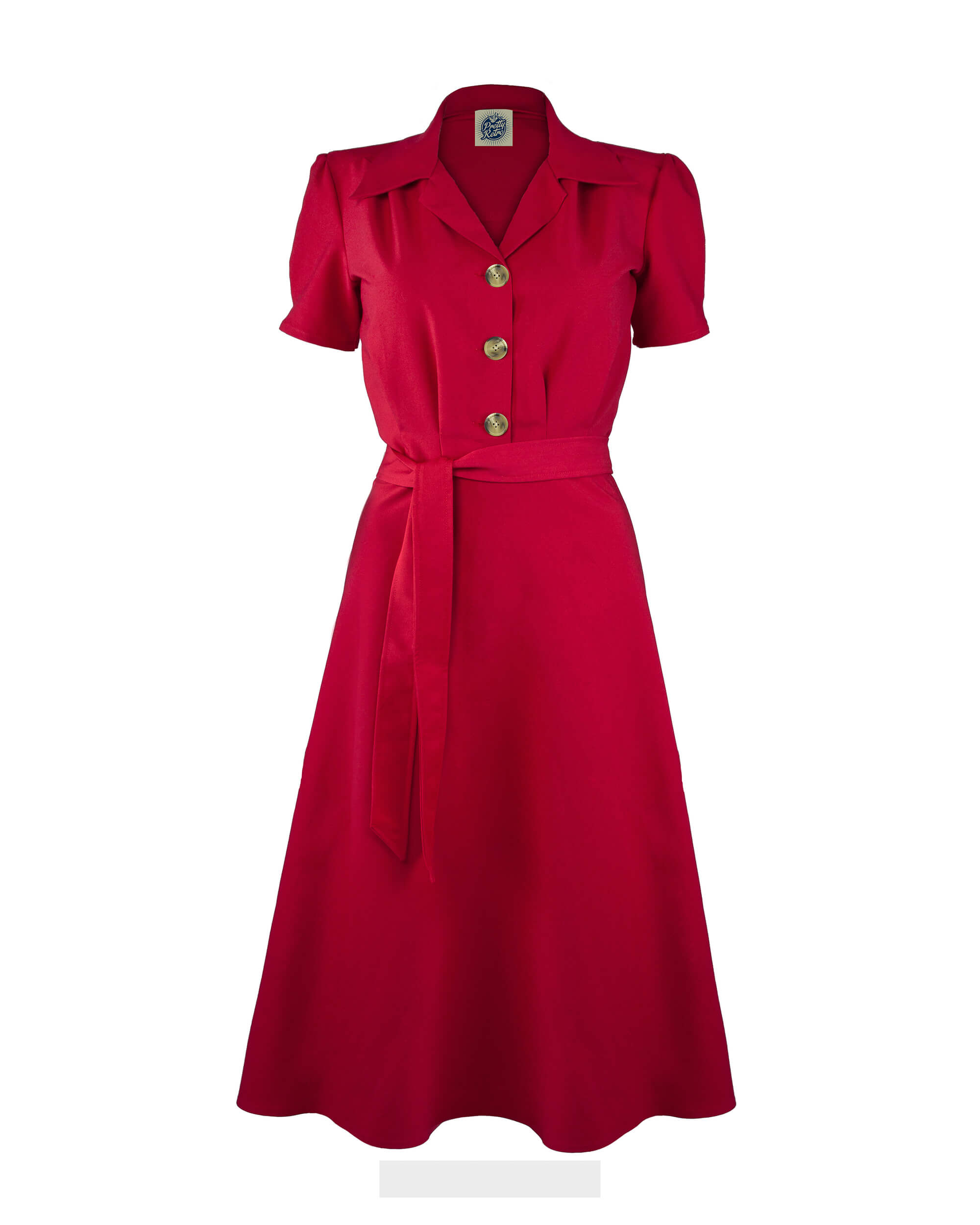 1940s Shirt Dress - Red