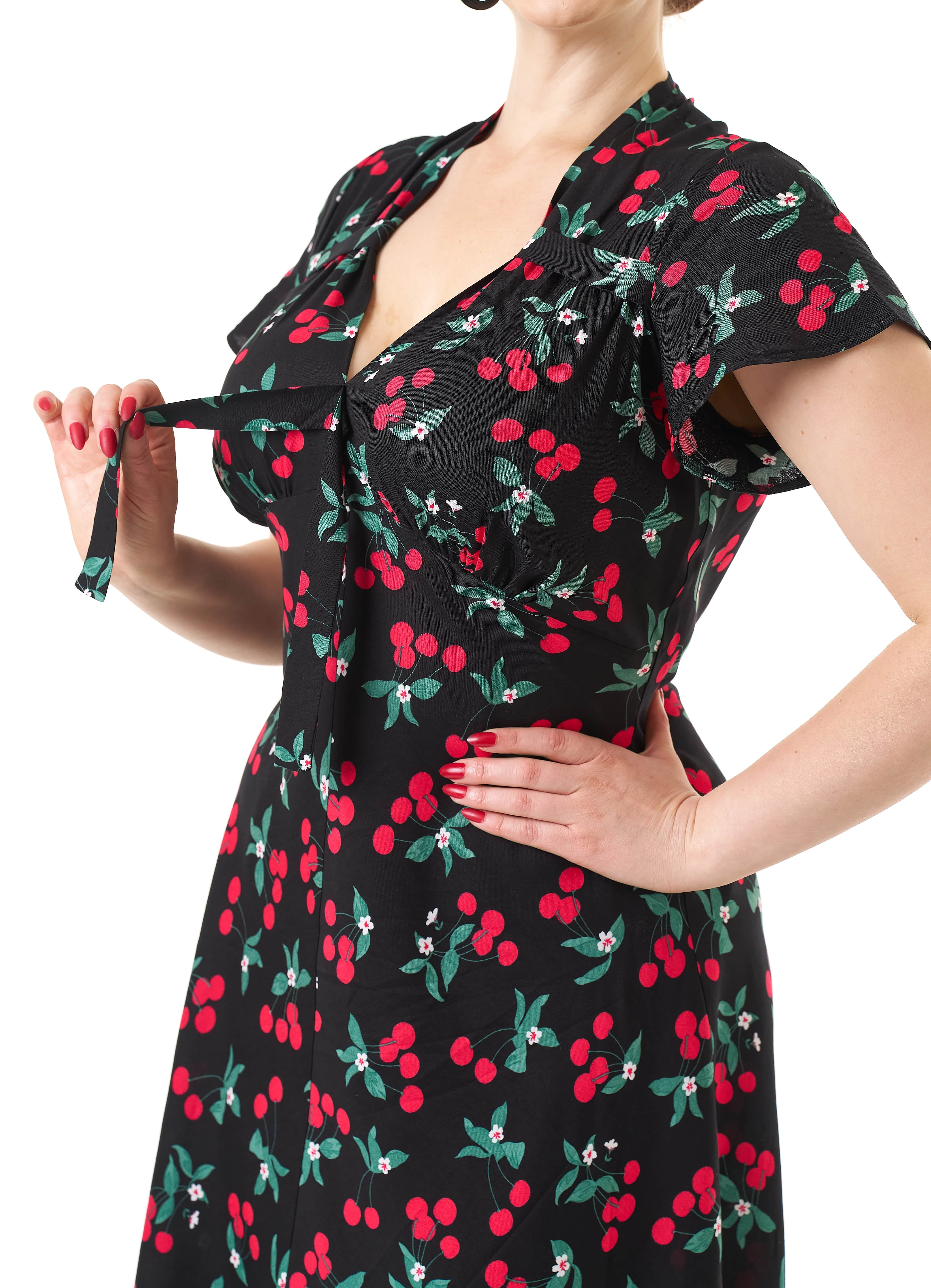 1940s Tea Dress - Cherry Print