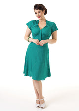 Pretty 40s Tea Dress in Green Polka