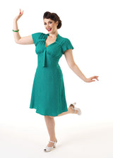 Pretty 40s Tea Dress in Green Polka