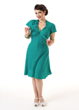Pretty 40s Tea Dress in Green Polka
