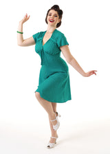 Pretty 40s Tea Dress in Green Polka