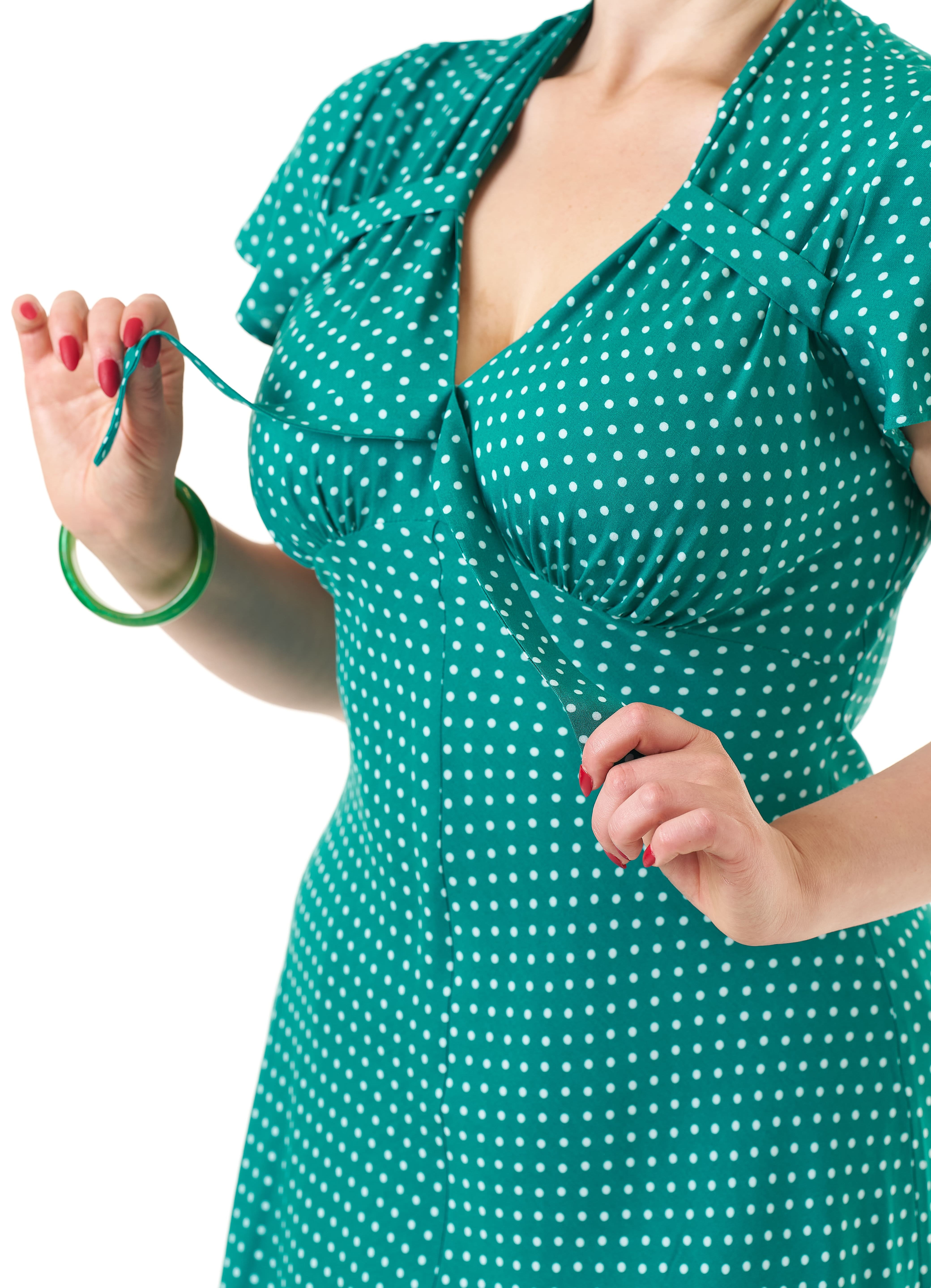 1940s Tea Dress - Green Polka