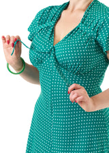Pretty 40s Tea Dress in Green Polka