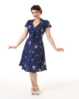 Pretty 40s Tea Dress in Blue Floral