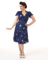 Pretty 40s Tea Dress in Blue Floral