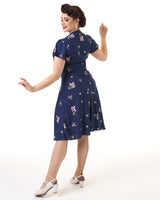 Pretty 40s Tea Dress in Blue Floral