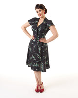 Pretty 40s Tea Dress in Black Floral