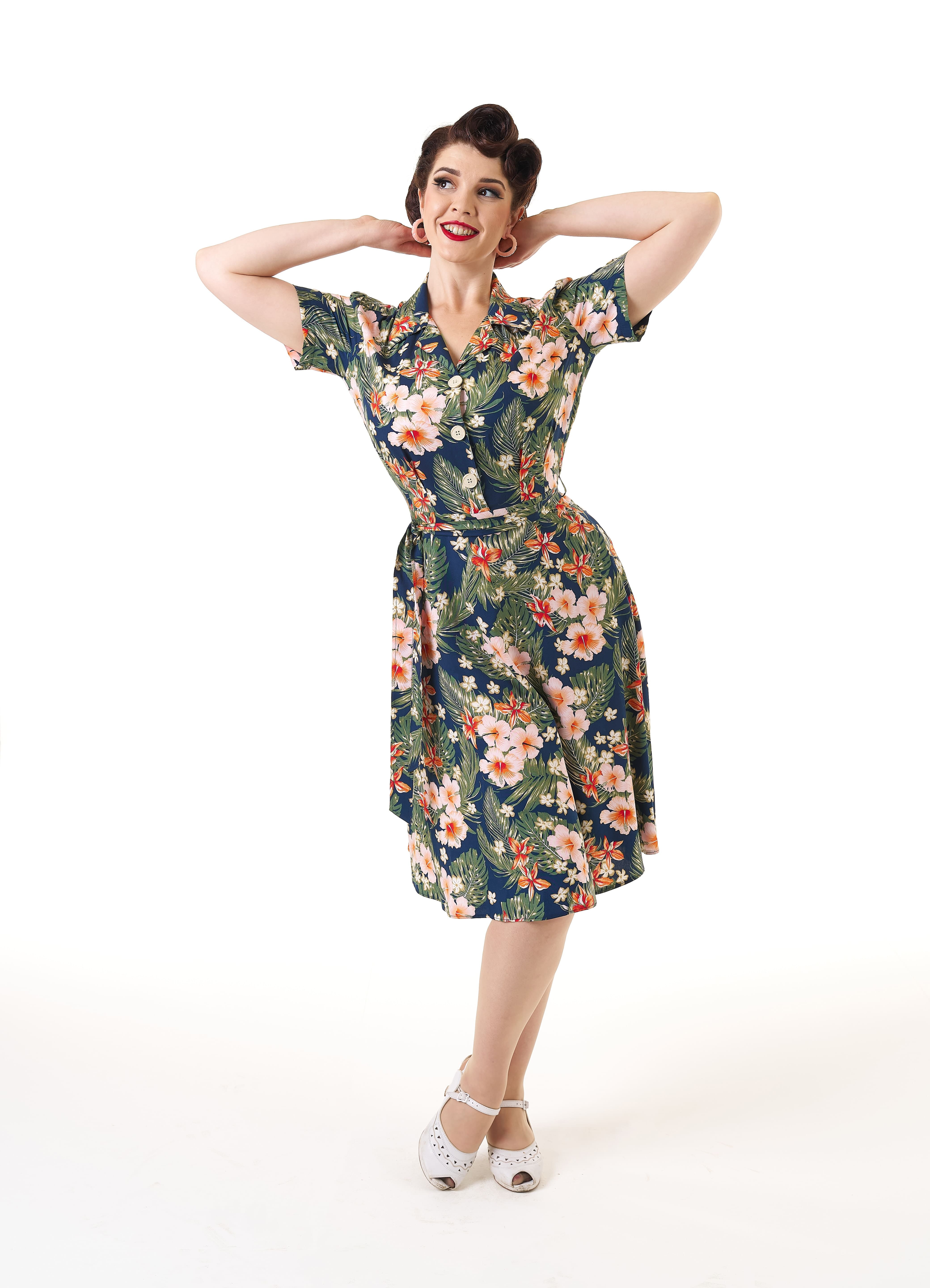 1940s Shirt Dress - Tiki