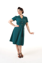1940s Shirt Dress - Teal