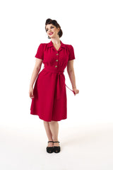 Pretty 40s Shirt Dress - Red