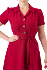 Pretty 40s Shirt Dress - Red