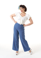 Pretty 1940s Wide Leg Trousers in Airforce Blue