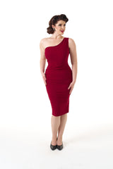 Norma Wiggle Dress in Wine Red