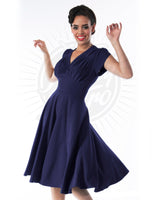 1950s Swing Dress - Navy