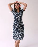 1940s Shirt Dress - Navy Tiki