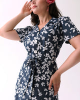 1940s Shirt Dress - Navy Tiki
