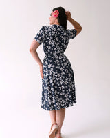 1940s Shirt Dress - Navy Tiki