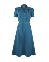 1940s Shirt Dress - Petrol Blue