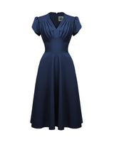 1950s Swing Dress - Navy