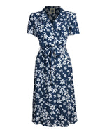 1940s Shirt Dress - Navy Tiki