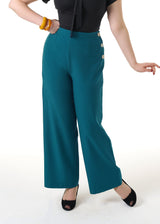 1940s Wide Leg Trousers - Petrol