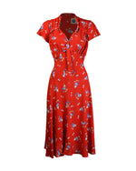 1940s Tea Dress - Red Floral