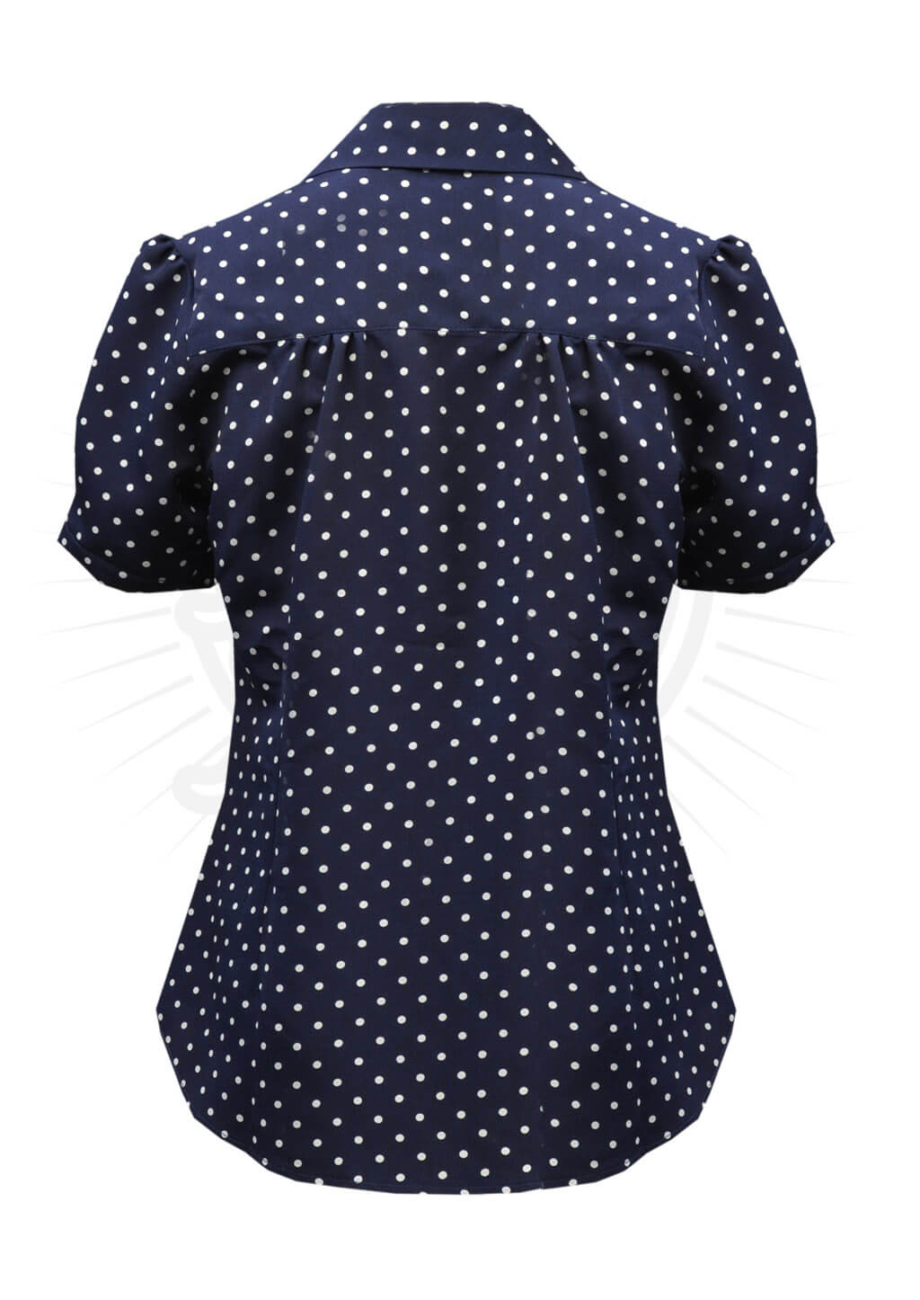 1940s Blouse - Navy Polka