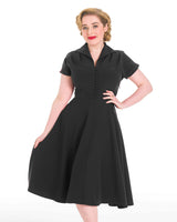 Pretty 40s Hostess Dress - Black