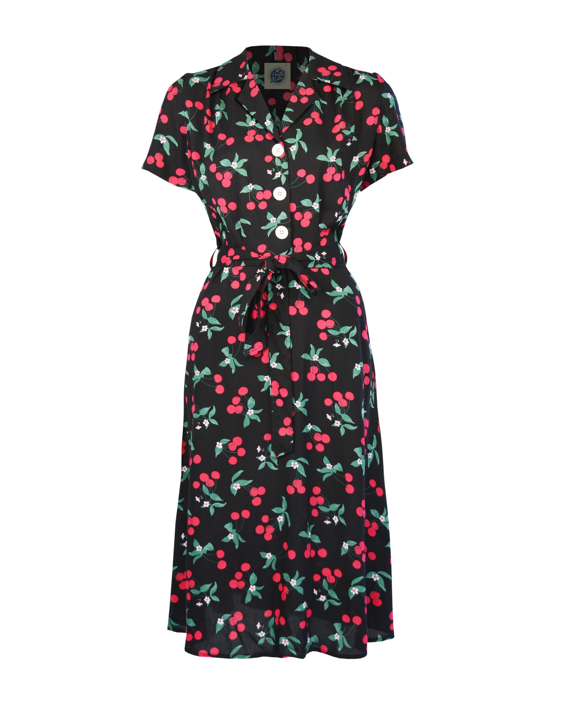 1940s Shirt Dress - Cherry Print