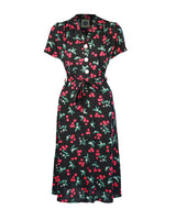Pretty 40s Shirt Dress - Cherry Print