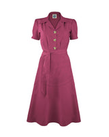 Pretty 40s Shirt Dress - Dark Rose