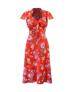 1940s Tea Dress - Scarlet Bloom