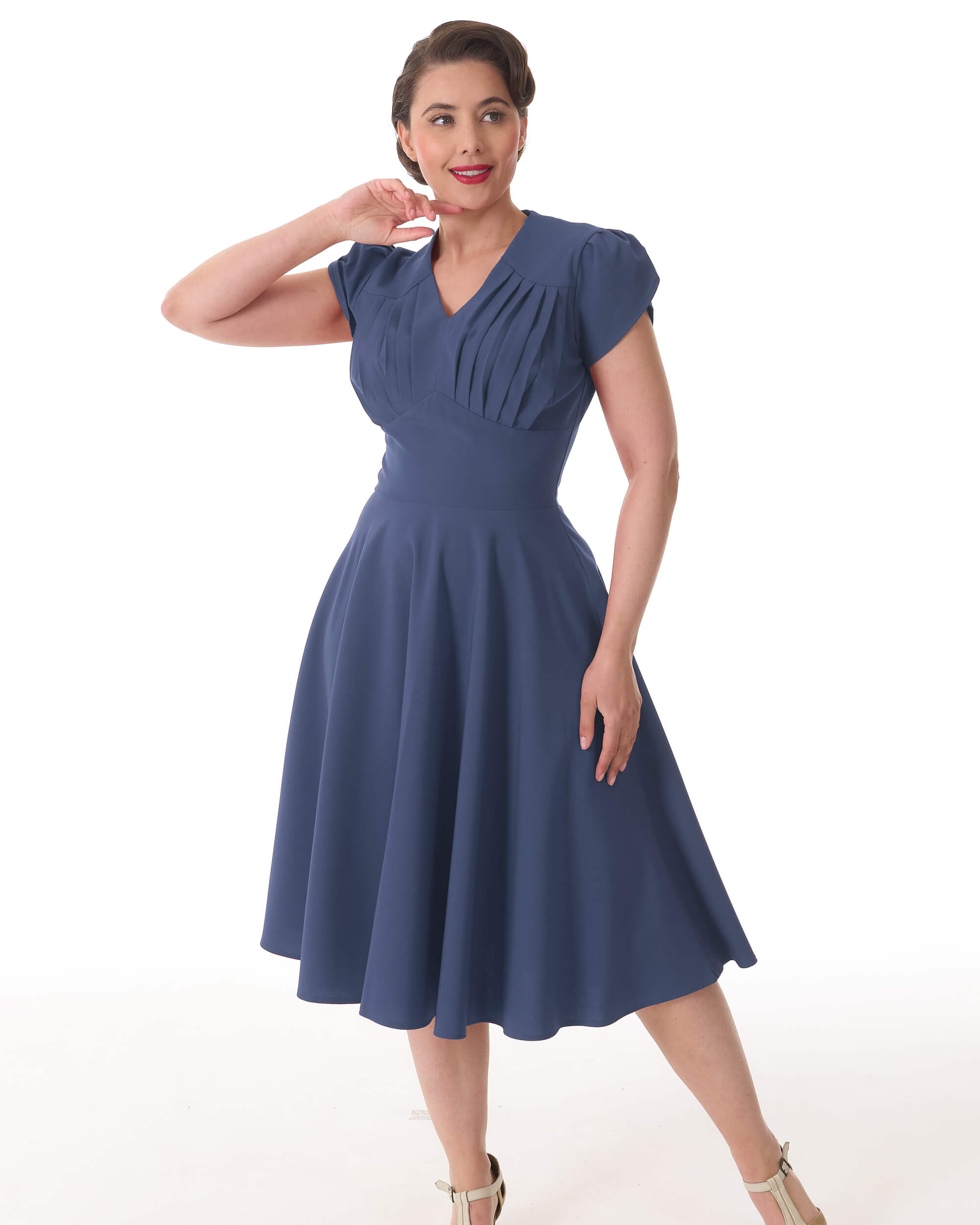 1950s Swing Dress - Airforce