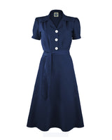 Pretty 40s Shirt Dress - Navy
