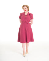Pretty 40s Shirt Dress - Dark Rose