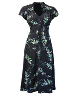 Pretty 40s Tea Dress in Black Floral