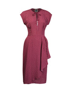 1940s Veronica Tea Dress - Wine Polka