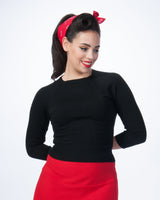 1950s Sweater Girl Top in Black