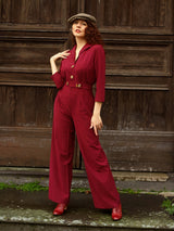 Pretty Retro Jumpsuit - Wine