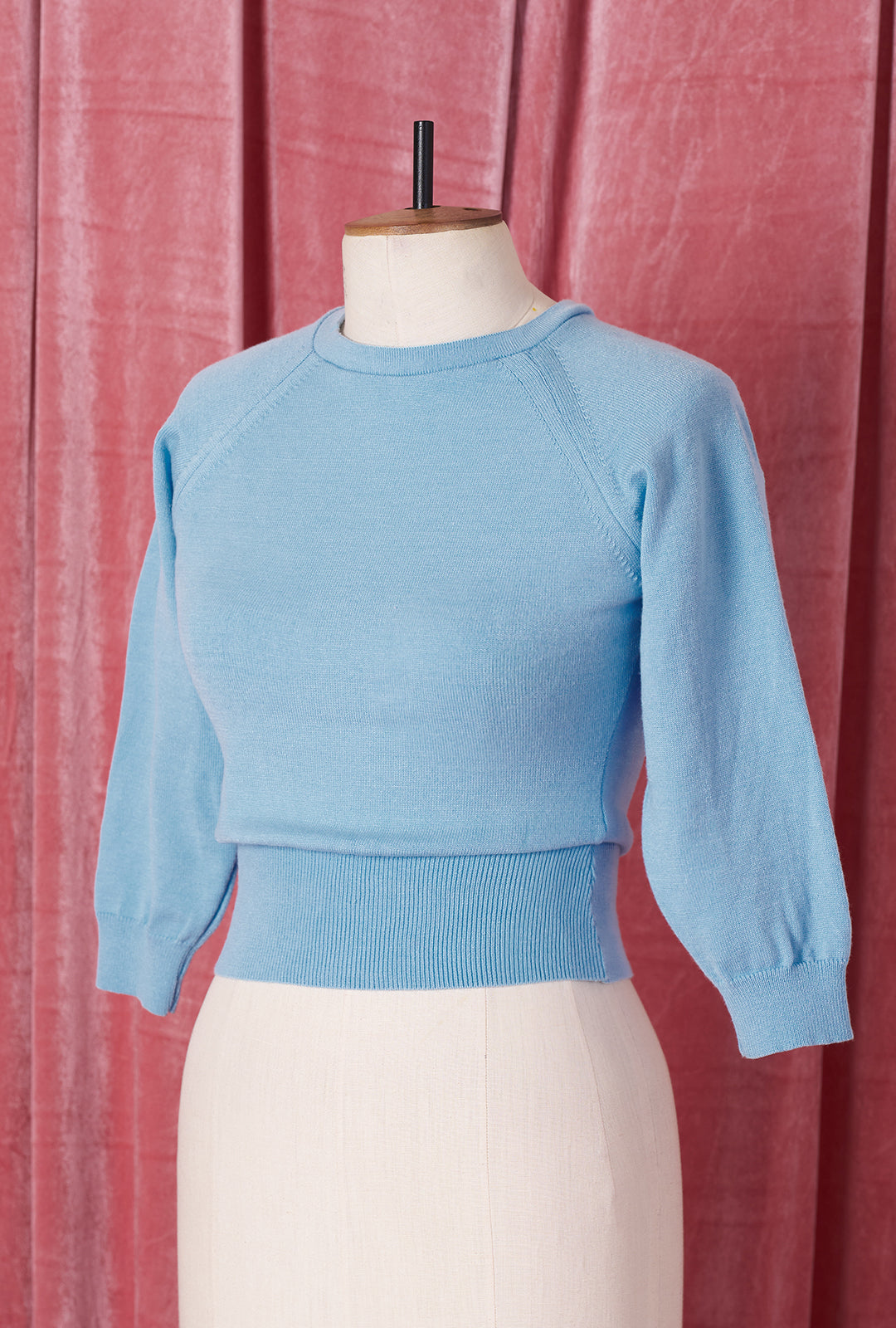 1950s Sweater Girl Top in Baby Blue