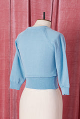 1950s Sweater Girl Top in Baby Blue