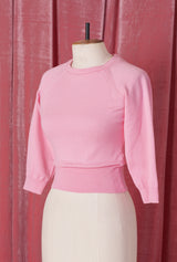 1950s Sweater Girl Top in Baby Pink