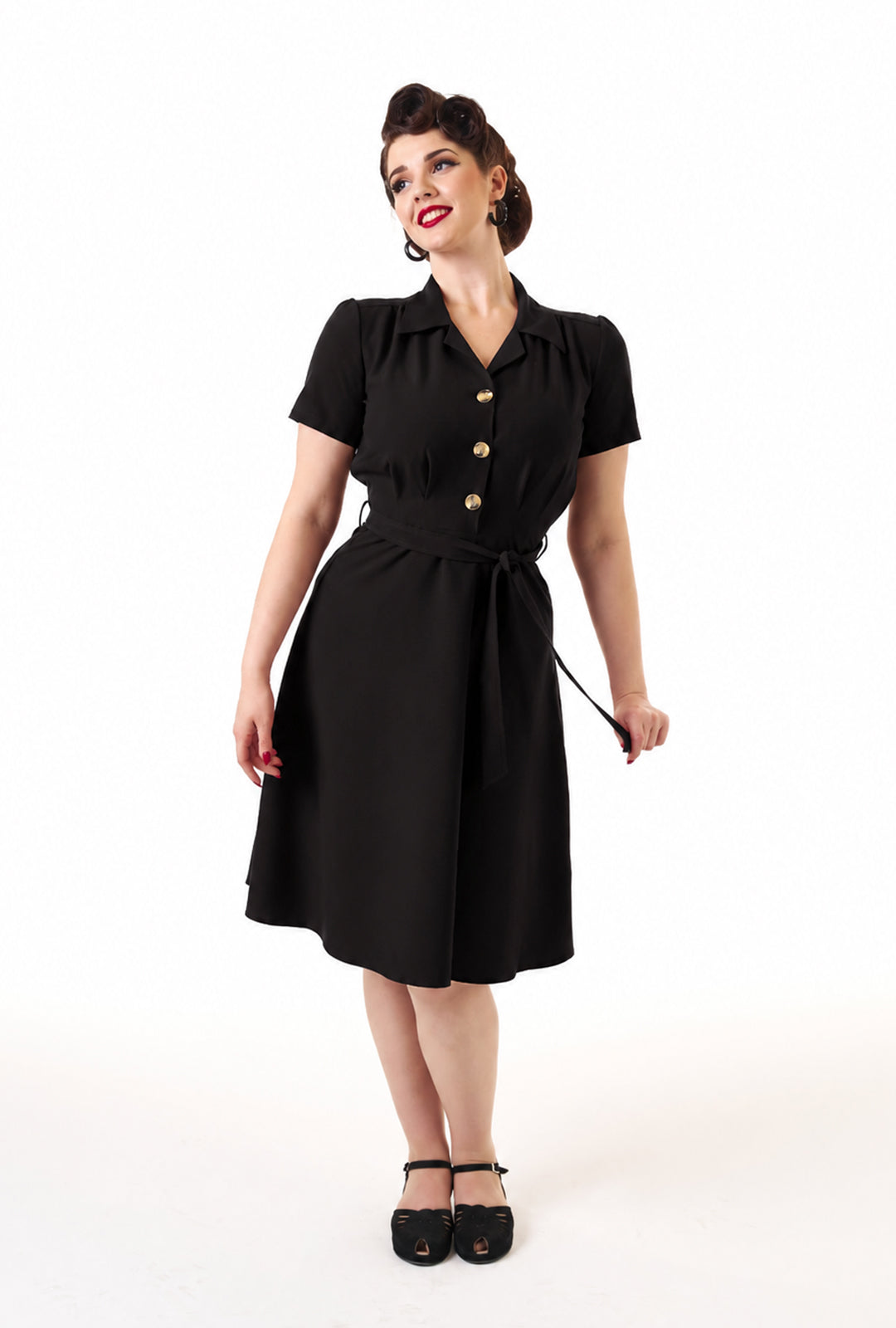 1940s Shirt Dress - Black