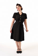 1940s Shirt Dress - Black