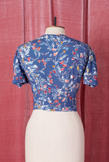 1940s Pinup Wrap Top - Cornflower
