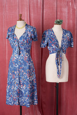 1940s Pinup Wrap Top - Cornflower
